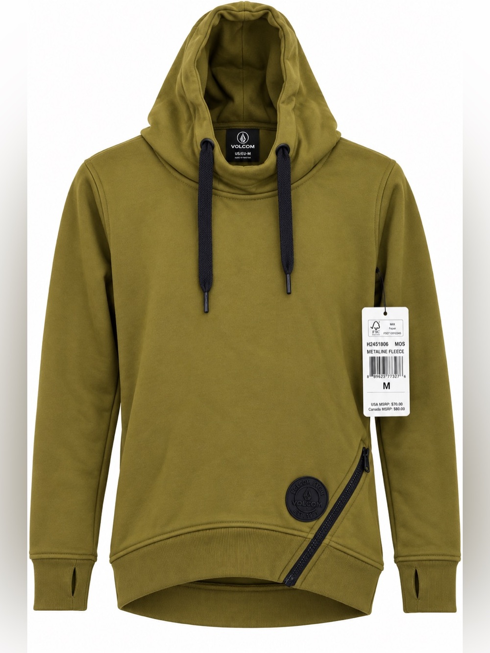 NWT Volcom Metaline Fleece Hoodie Men’s M Moss Olive Green H2451806